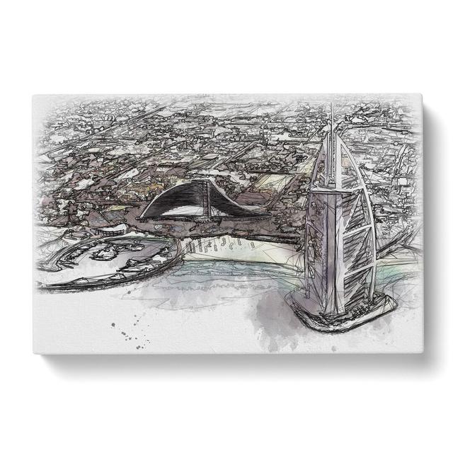 The Burj Al Arab in Dubai Vol.3 Sketch - Wrapped Canvas Graphic Art East Urban Home Size: 40cm H x 60cm W x 3cm D on Productcaster.