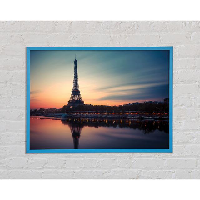 Eiffel Tower over the River Seine 4 Brayden Studio Size: 29.7cm H x 42cm W x 2cm D, Format: Blue Framed Paper on Productcaster.