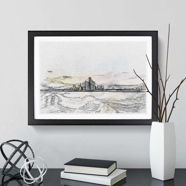 Sunrise over the Detroit Skyline in Abstract - Picture Frame Graphic Art Print East Urban Home Frame Option: Black Framed, Size: 62cm H x 87cm W x 2cm on Productcaster.