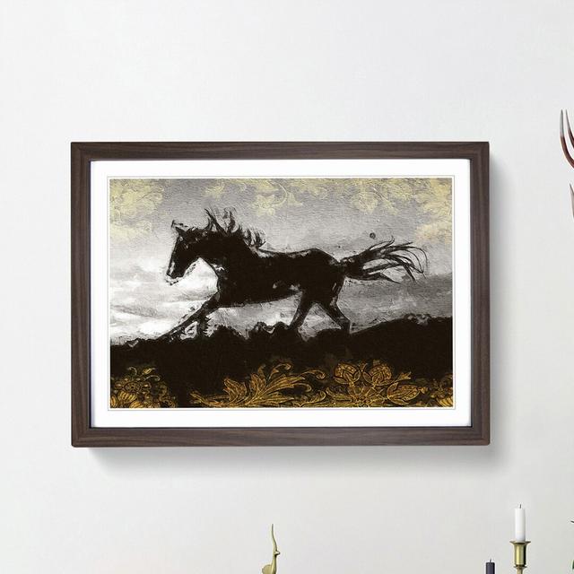 Galloping Horse in Abstract - Picture Frame Painting Print East Urban Home Frame Option: Walnut Framed, Size: 27cm H x 36cm W x 2cm D on Productcaster.