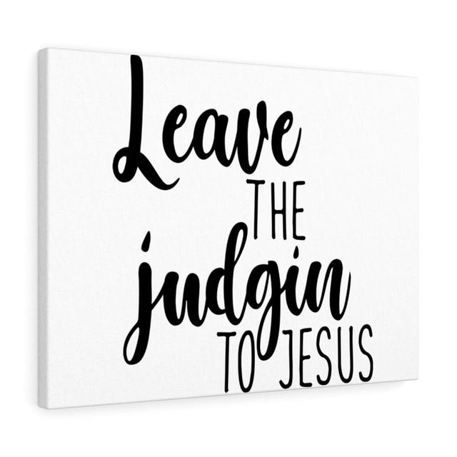 Leave the Judging to Jesus - Wrapped Canvas Typography Blue Elephant Size: 61cm H x 76cm W on Productcaster.