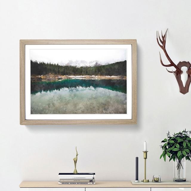 Lake of Carezza Nova Levante Italy - Picture Frame Painting Print East Urban Home Size: 45cm H x 63cm W x 2cm D, Frame Option: Oak Framed on Productcaster.