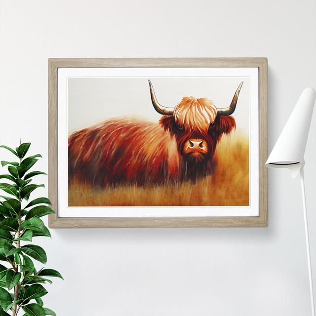 Highland Cow Vol.3 - Single Picture Frame Print Natur Pur Size: 25cm H x 34cm W x 2cm D, Frame Colour: Oak on Productcaster.