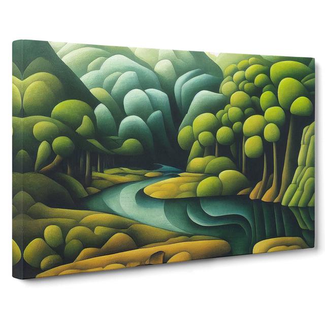 Modern Stream and Forest - Wrapped Canvas Painting Alpen Home Size: 50cm H x 76cm W x 3cm D on Productcaster.