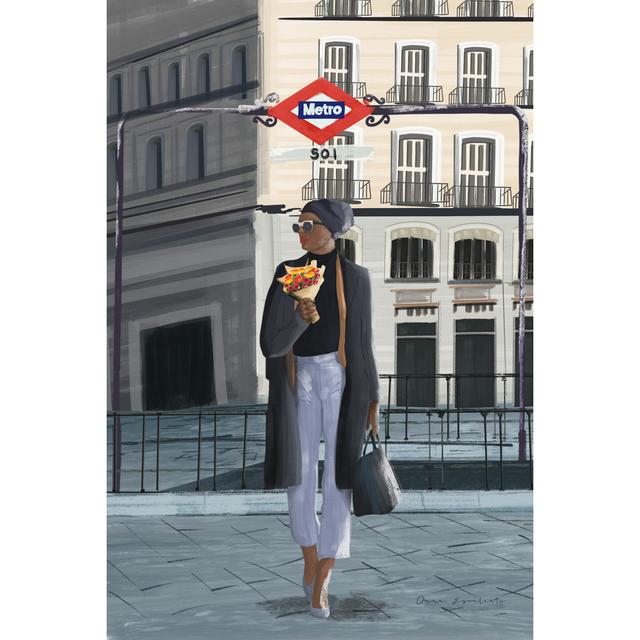 Girl In Madrid by Omar Escalante - Wrapped Canvas Painting Rosdorf Park Size: 76cm H x 51cm W x 3.8cm D on Productcaster.