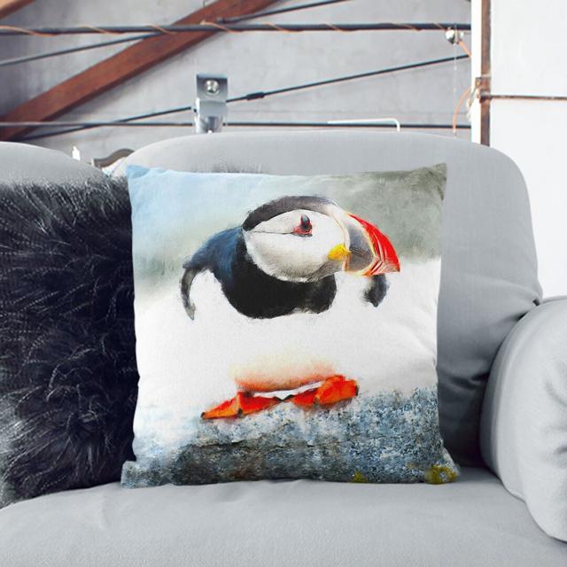 Atlantic Puffin Cushion with Filling East Urban Home Size: 40cm H x 40cm W x 15cm D, Backing Colour: Stone on Productcaster.