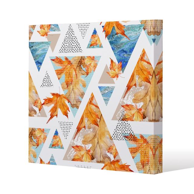 Autumn Geometrics With Maple Leaves Canvas Print Andrew Lee Size: 77cm H x 77cm W x 4cm D on Productcaster.