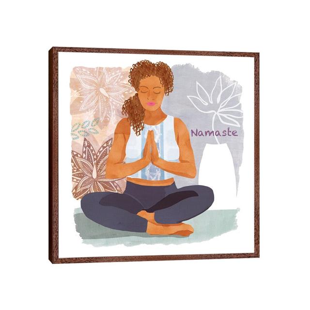 Yoga Time I by Flora Kouta - Painting on Canvas Bloomsbury Market Size: 93.98cm H x 93.98cm W x 3.81cm D, Format: Classic Brown Wood Framed on Productcaster.