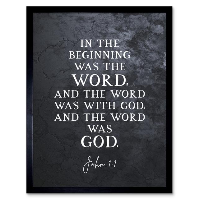 John 1:1 The Word Was God Christian Bible Verse Quote Scripture Typography Artwork Framed Wall Art Print 9X7 Inch Happy Larry on Productcaster.