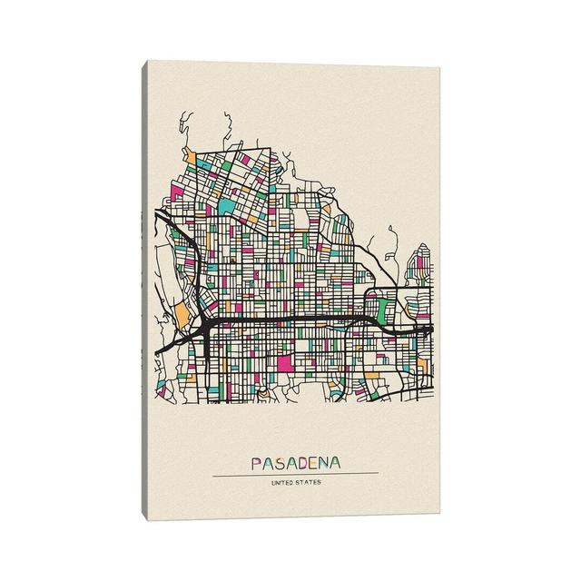 Pasadena, California Map by Ayse Deniz Akerman - Wrapped Canvas Painting Print Happy Larry Size: 45.72cm H x 30.48cm W x 1.9cm D on Productcaster.