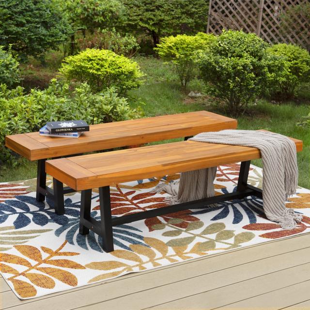 Alderfield Wooden Garden Bench (Set of 2) Blue Elephant on Productcaster.