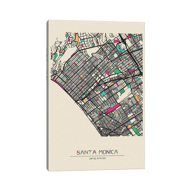 Santa Monica, California Map by - Wrapped Canvas Graphic Art Borough Wharf Size: 66.04cm H x 45.72cm W x 3.81cm D on Productcaster.