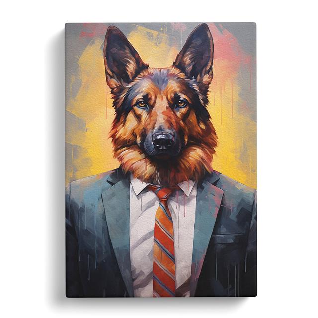 German Shepherd in a Suit Painting No.4 Happy Larry Size: 76cm H x 50cm W x 3cm D on Productcaster.