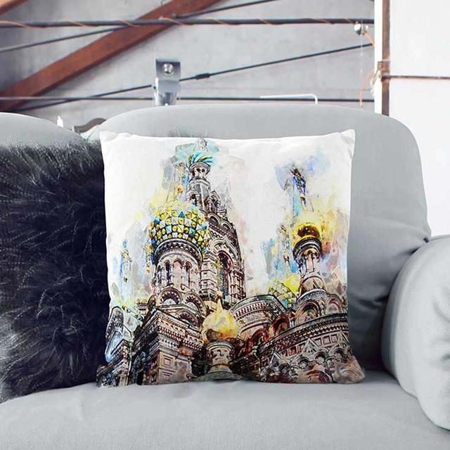 Saint Petersburg Cathedral in Russia in Abstract Cushion with Filling East Urban Home Size: 55cm H x 55cm W x 20cm D, Backing Colour: White on Productcaster.