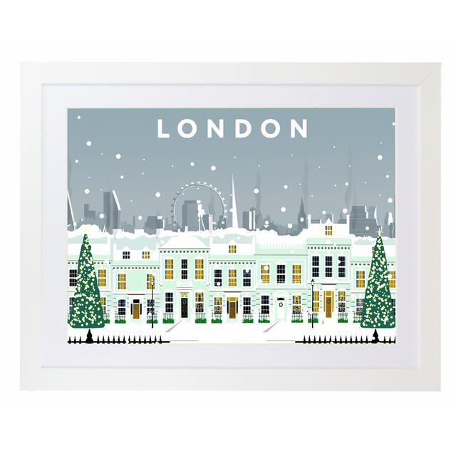 London Cherry Tree Lane in Snow - Graphic Art Print on Paper East Urban Home Format: White Wood Frame, Size: 44 cm H x 54 cm W x 2.2 cm D on Productcaster.