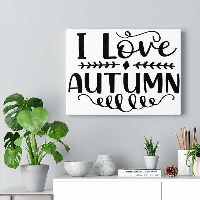 I Love Autumn - Wrapped Canvas Typography Blue Elephant on Productcaster.