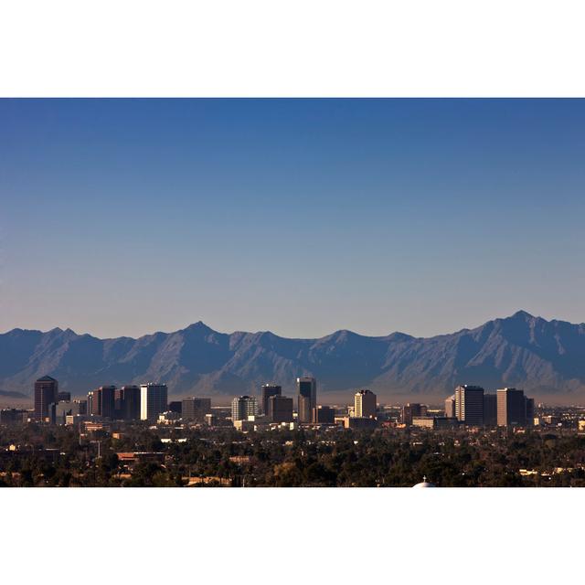 Phoenix Arizona Skyline With Mountains by Phoenix Arizona Skyline With Mountains - Wrapped Canvas Print Alpen Home Size: 51cm H x 76cm W x 3.8cm D on Productcaster.