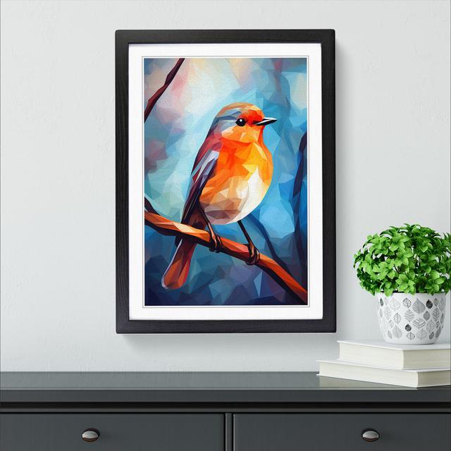 Robin Bird Cubism No.3 - Single Picture Frame Art Prints on Wood Marlow Home Co. Format: Black Framed, Size: 34cm H x 25cm W x 2cm D on Productcaster.