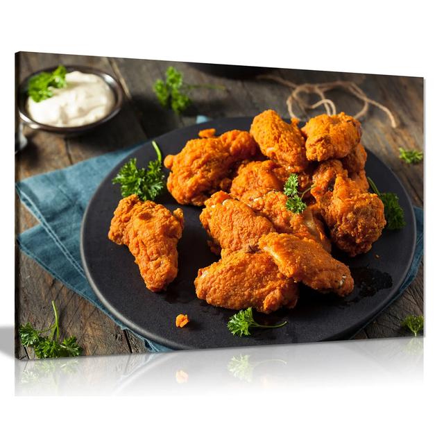 Fried Chicken Wings Chicken Shop Restaurant Food - Wrapped Canvas Photograph Ebern Designs Size: 20cm H x 31cm W on Productcaster.