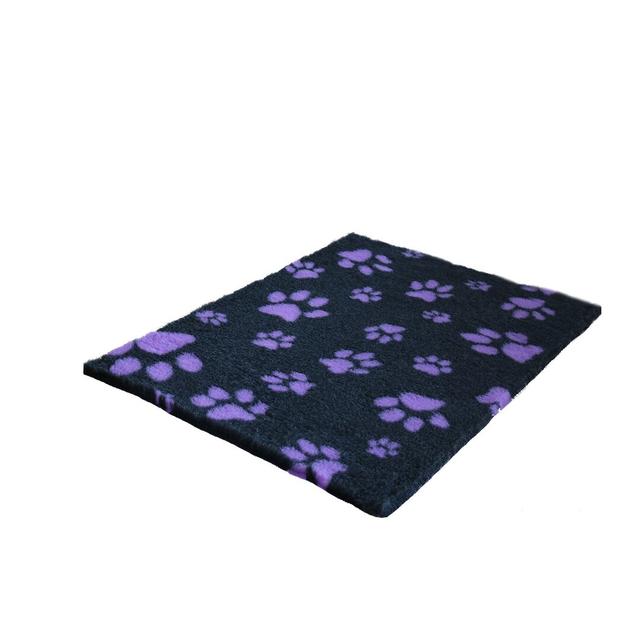 Vet Fleece Bedding | Non-Slip Multi-Paws Vet Bed O Animal Print Fleece Pet Bed Vet Fleece Size: 3cm H x 152cm W x 91cm D, Colour: Charcoal/Lilac on Productcaster.