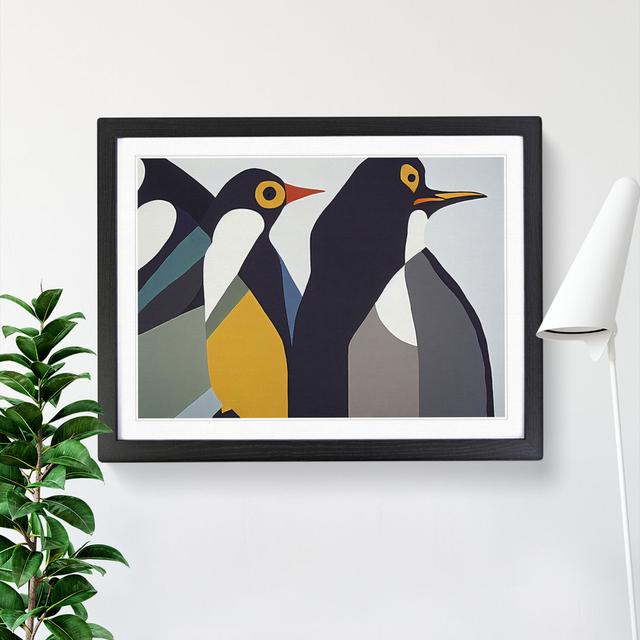 Penguins - Picture Frame Graphic Art Marlow Home Co. Format: Black Framed, Size: 46cm H x 64cm W x 2cm D on Productcaster.