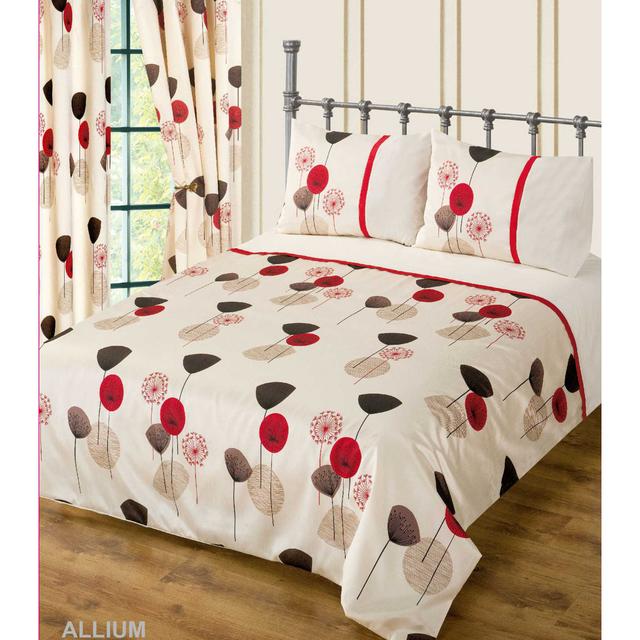 Luxury Floral Dandelion Faux Silk Duvet Cover & Pillowcase Set 17 Stories Colour: Red on Productcaster.