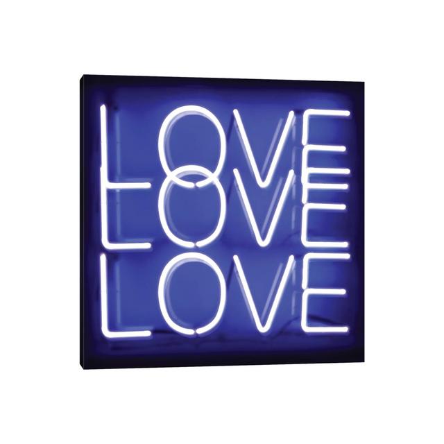 Neon Love Love Love Blue On Black Maturi Size: 66.04cm H x 66.04cm W x 1.9cm D on Productcaster.