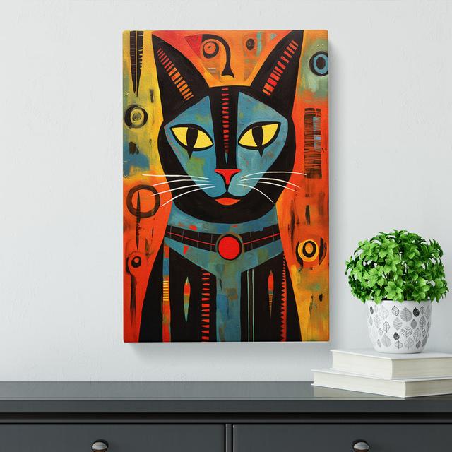 Egyptian Cat Expressionism - Wrapped Canvas Print Latitude Vive Size: 50cm H x 35cm W x 3cm D on Productcaster.