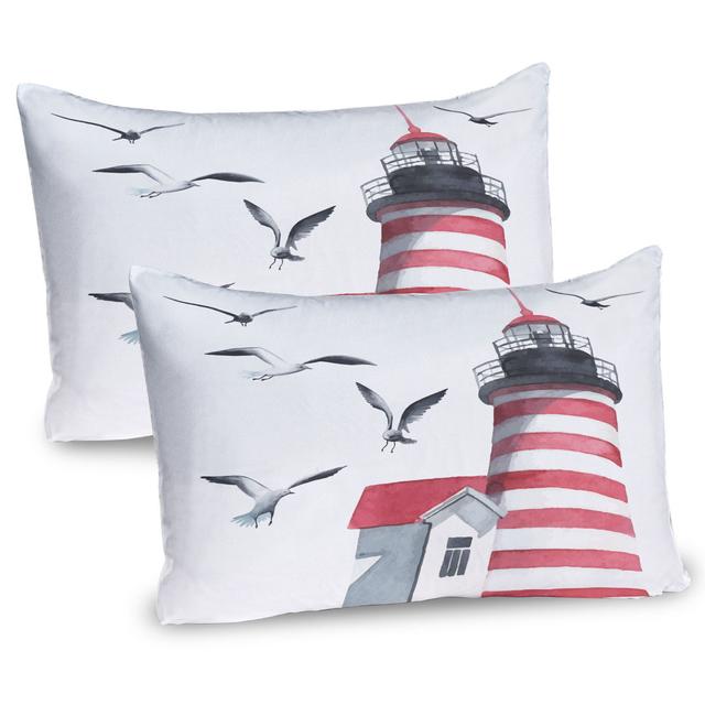 Kissenbezug Packung mit 2, Seagulls Strand Meer, Weiß Grau Rot (Set of 2) East Urban Home on Productcaster.