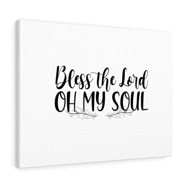 Bless the Lord Oh My Soul - Wrapped Canvas Typography Blue Elephant Size: 28cm H x 36cm W on Productcaster.