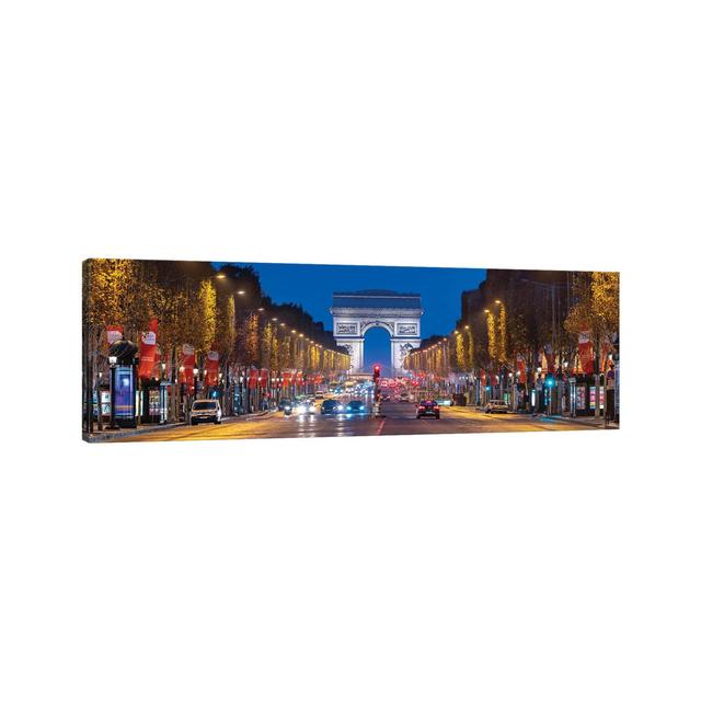 Avenue Des Champs-Élysées and Arc De Triomphe at Night, Paris, France by Jan Becke - Wrapped Canvas Panoramic Art Prints Brayden Studio Size: 30.48cm on Productcaster.