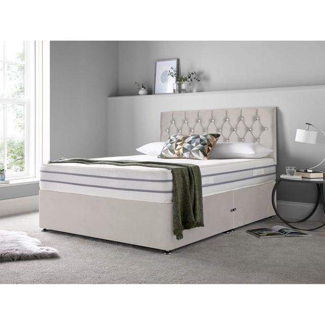 Jordahl Memory Foam Divan Bed Set Rosdorf Park Storage Type: 2 Left side drawers, Size: Small Single (2'6), Colour: Cream on Productcaster.