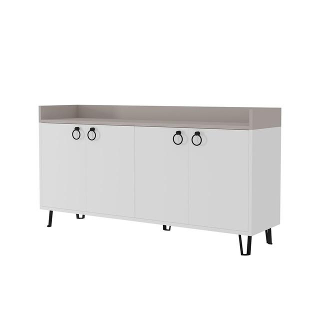 Brompton 140 Cm Wide Sideboard Modern Storage Cabinet with Hairpin Legs Latitude Run Colour: White/Light Mocha on Productcaster.