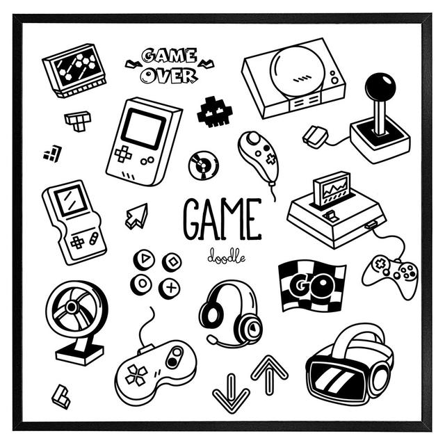 Game Doodles - Single Picture Frame Art Prints George Oliver Frame Option: Black, Size: 61cm H x 61cm W x 4cm D on Productcaster.