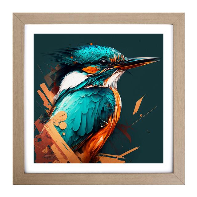 Kingfisher Graphic Art - Single Picture Frame Art Prints on Wood Marlow Home Co. Frame Colour: Oak on Productcaster.