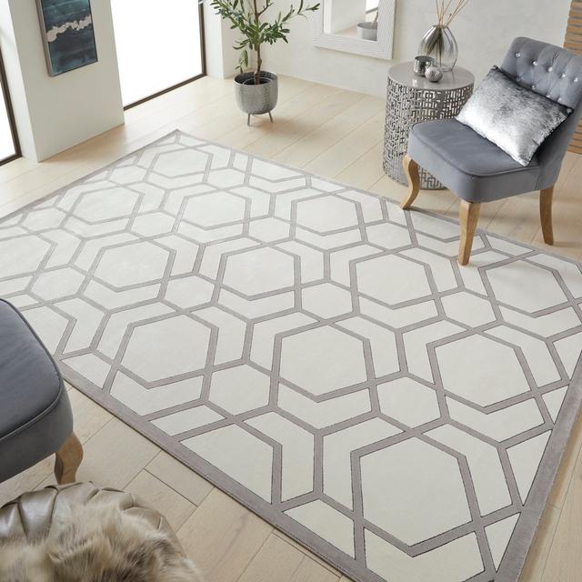 Kamanda Machine Woven Ivory/Light Grey Rug Corrigan Studio Rug Size: Rectangle 120 x 180cm on Productcaster.