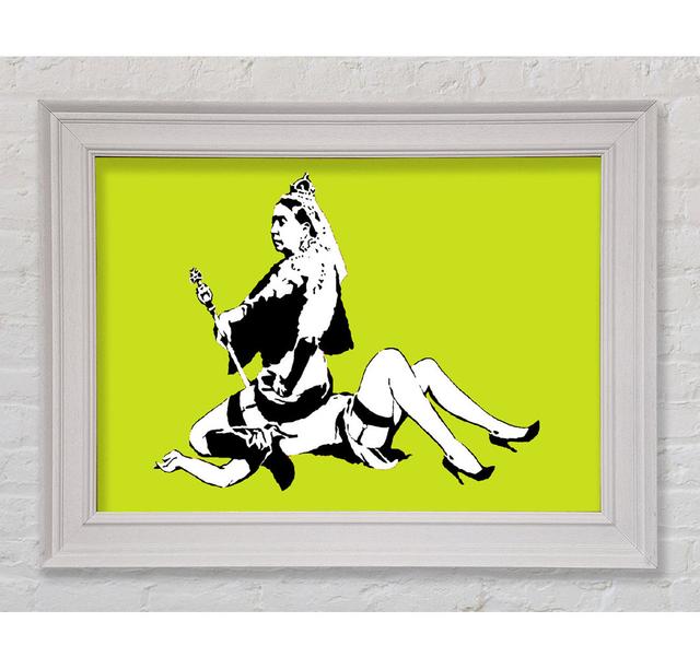 Queen Elizabeth Legs Lime Framed Print Happy Larry Size: 84.1cm H x 142.2cm W x 8cm D, Colour: Lime, Format: White Framed Paper on Productcaster.