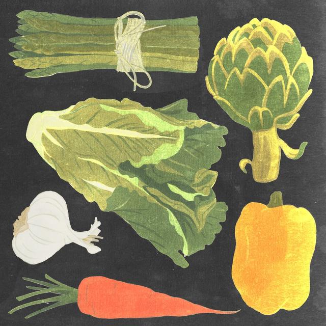 Blackboard Veggies IV by Vision Studio - Wrapped Canvas Painting Brambly Cottage Size: 91cm H x 91cm W on Productcaster.