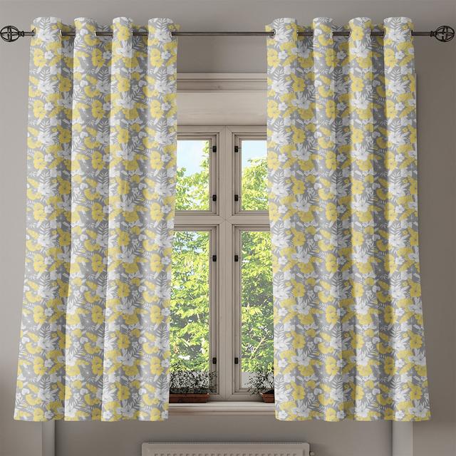 Thermovorhang-Set Sneed Luau Hawaiian Vegetation Flowers mit Ösen, halbtransparent (Set of 2) Ophelia & Co. Vorhanggröße: 280 cm B x 245 T cm on Productcaster.