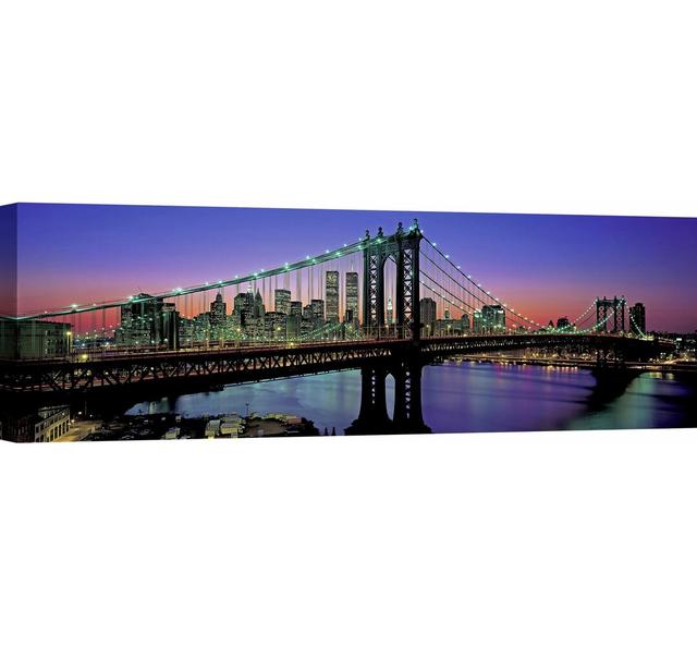 'Manhattan Bridge and Skyline' by Richard Berenholtz - Wrapped Canvas Photograph Print Ebern Designs Size: 40cm H x 120cm W x 4cm D on Productcaster.