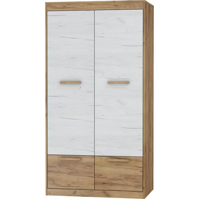 Frey 2 Door Wardrobe Latitude Run Colour (Body/Front): Golden Craft/White Craft on Productcaster.