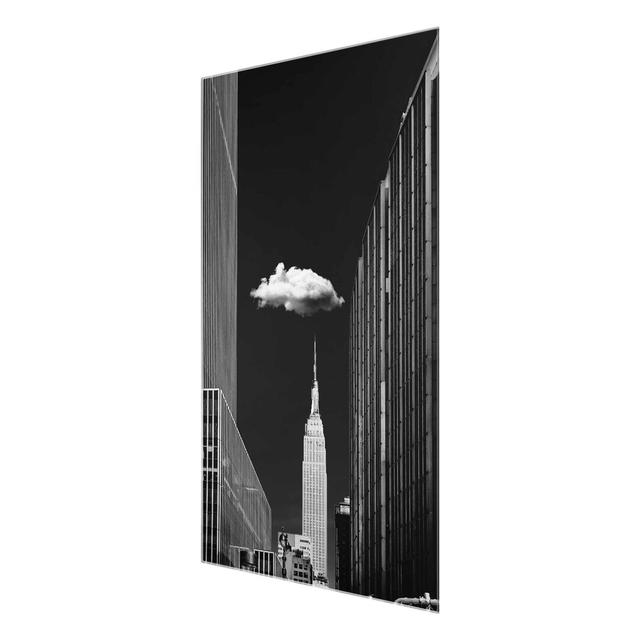 New York with Single Cloud - Photograph Print on Glass East Urban Home Size: 90 cm H x 60 cm W x 0.4 cm D on Productcaster.