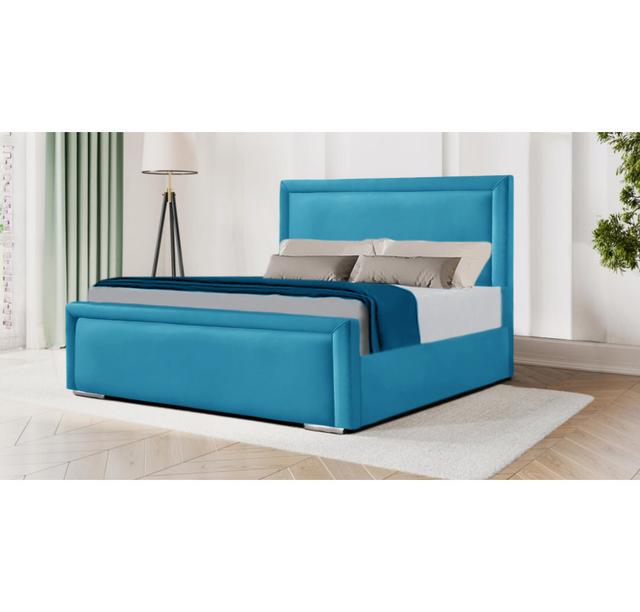 Cihat Upholstered Bed Frame Ivy Bronx Colour: Teal, Size: Super King (6') on Productcaster.