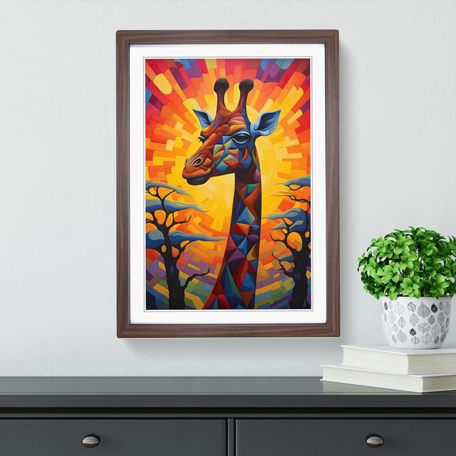 Giraffe Art Deco No.2 World Menagerie Size: 46cm H x 34cm W, Format: Walnut Framed on Productcaster.