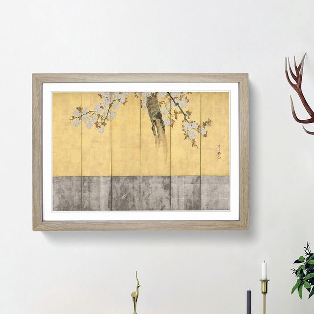 Blossoming Cherry Trees Vol.1 by Sakai Hoitsu - Picture Frame Art Print East Urban Home Frame Option: Oak Framed, Size: 48cm H x 65cm W x 2cm D on Productcaster.