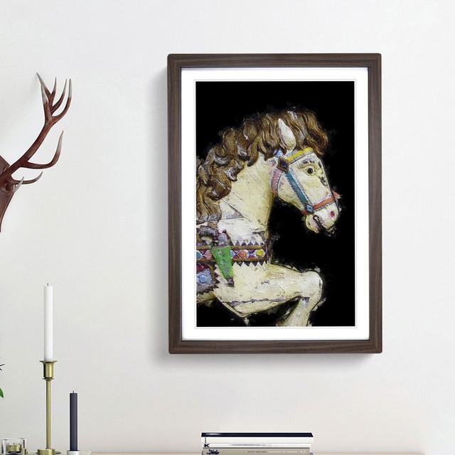 Vintage Rocking Horse in Abstract - Picture Frame Painting Print on MDF East Urban Home Frame Option: Walnut Framed, Size: 36cm H x 27cm W x 2cm D on Productcaster.