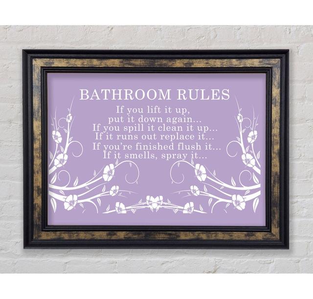 Bathroom Quote Bathroom Rules 2 Green - Single Picture Frame Art Prints Bright Star Colour: Lilac, Size: 21cm H x 42cm W x 8cm D on Productcaster.