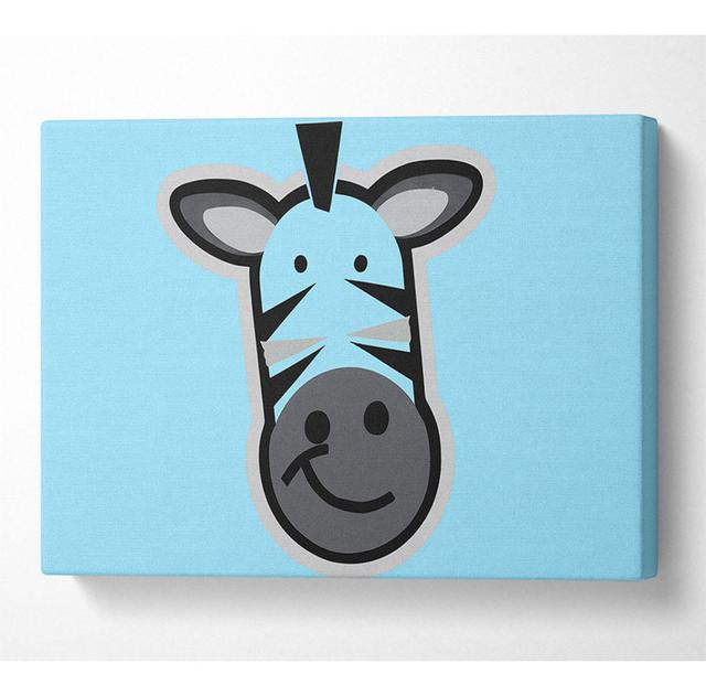 Lächelndes Zebragesicht Baby Blau - Leinwanddrucke auf Wrapped Canvas Natur Pur Größe: 101,6 cm H x 142,2 cm B x 10 cm T on Productcaster.