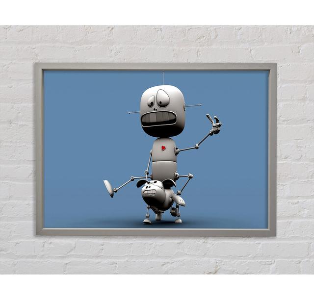 Funny Robots Framed Print Happy Larry Size: 84.1cm H x 118.9cm W x 3.3cm D on Productcaster.