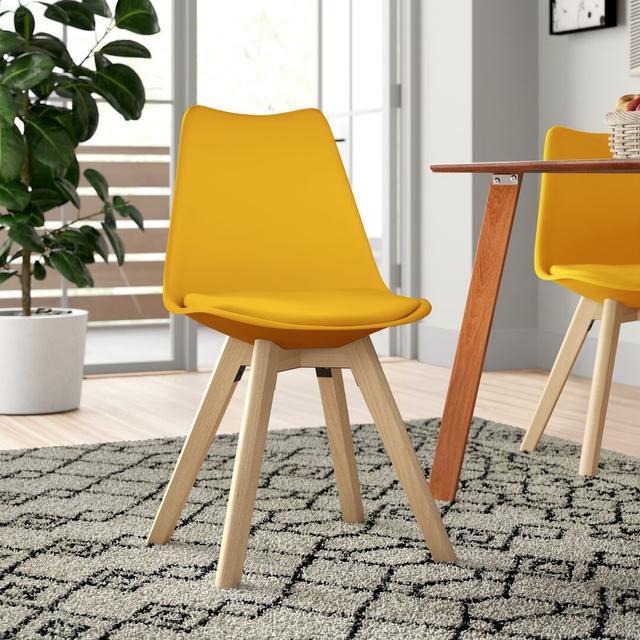 Mira Polyester Blend Upholstered Dining Chair (Set of 4) Fjørde & Co Upholstery Colour: Yellow on Productcaster.